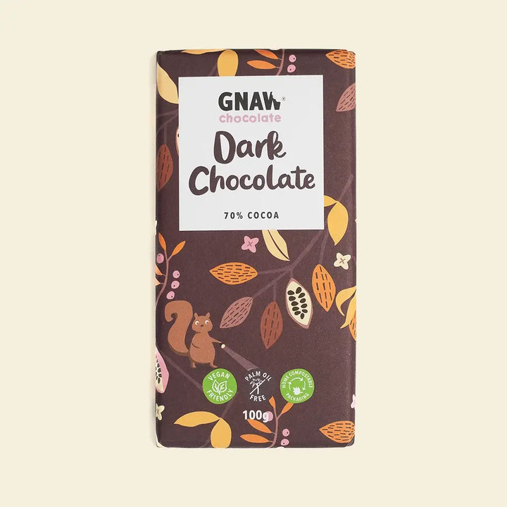 Dark Chocolate Bar 70% Cocoa - Vegan Friendly - GNAW
