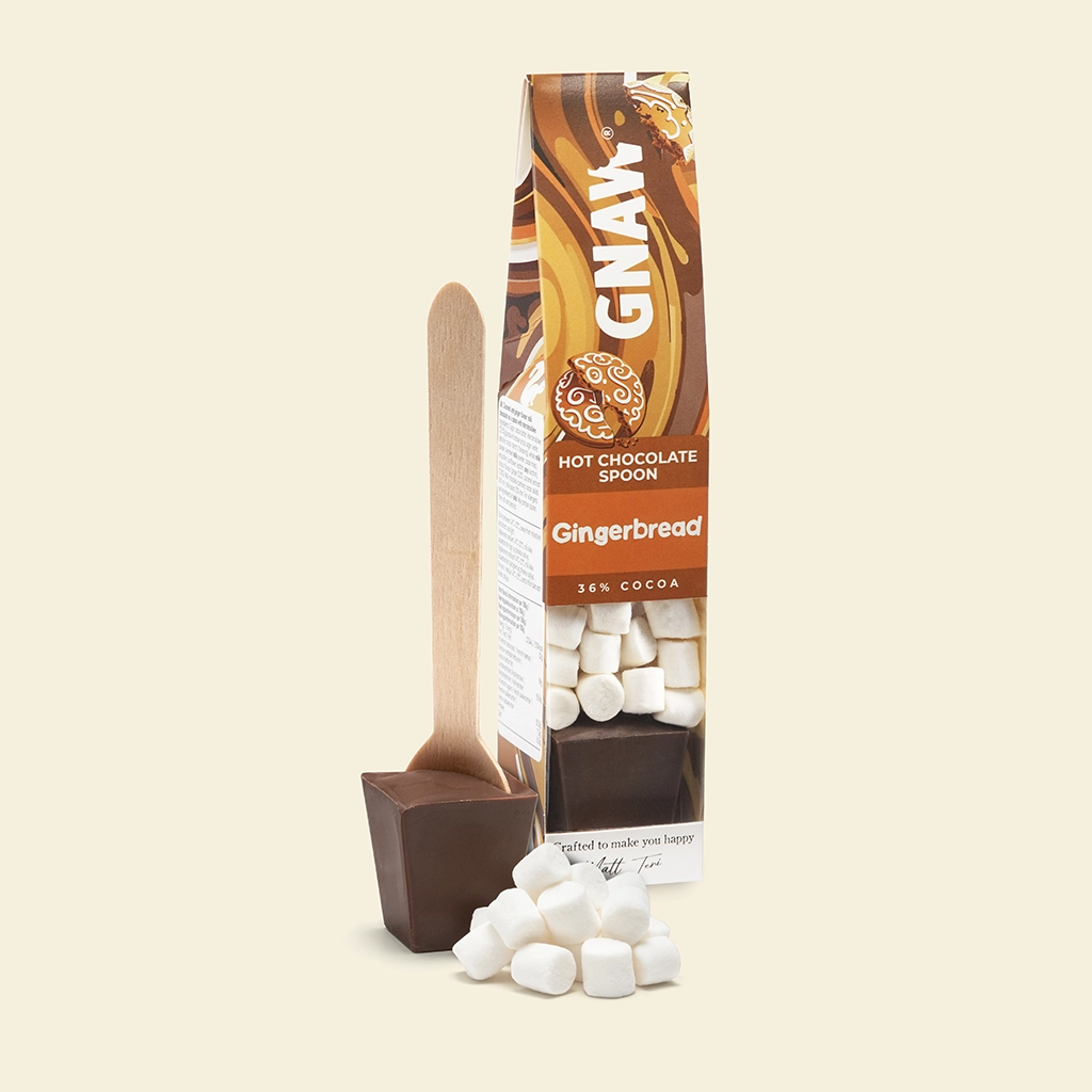Gingerbread Hot Chocolate Spoon With Fluffy Marshmallows – GNAW Chocolate