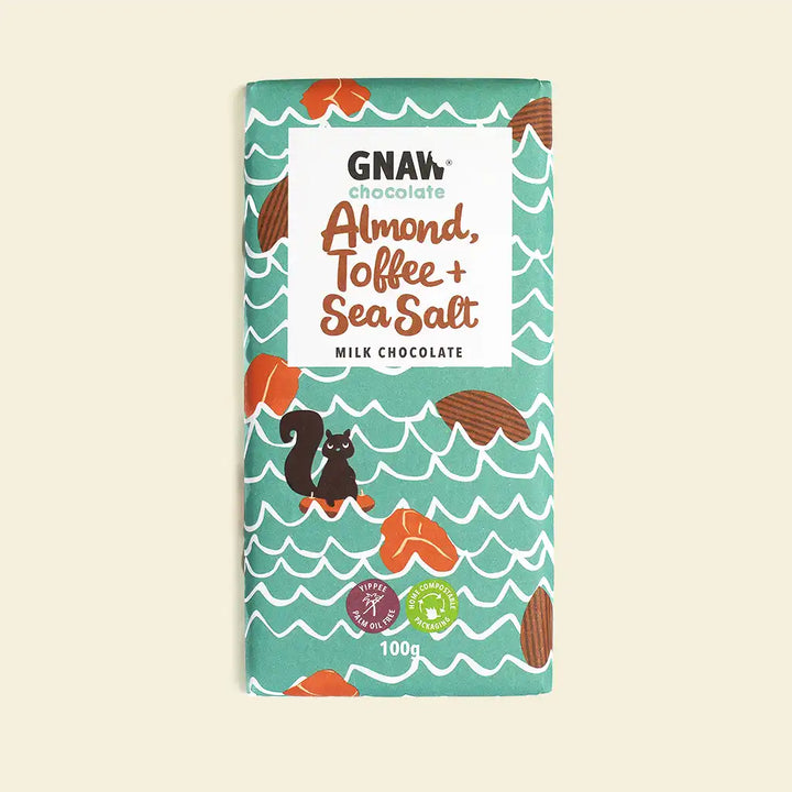 Almond, Toffee & Sea Salt Milk Chocolate Bar - GNAW