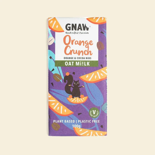 Orange Crunch Oat Mi!lk Chocolate Bar - Vegan Friendly - GNAW