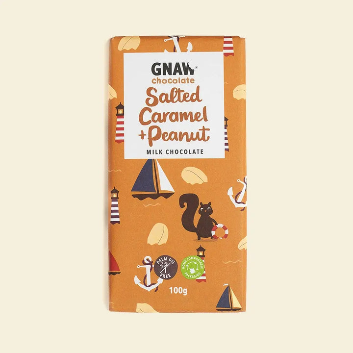 Salted Caramel & Peanut Milk Chocolate Bar - GNAW