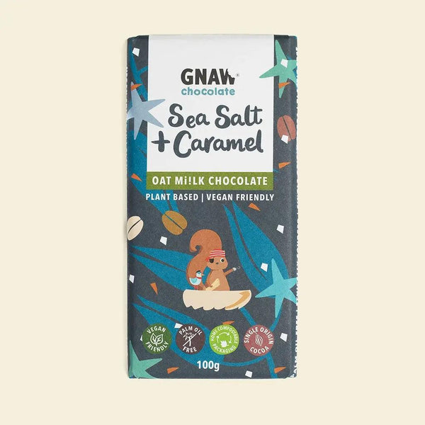 Sea Salt & Crunchy Caramel Oat Mi!lk Chocolate Bar - Vegan Friendly - GNAW