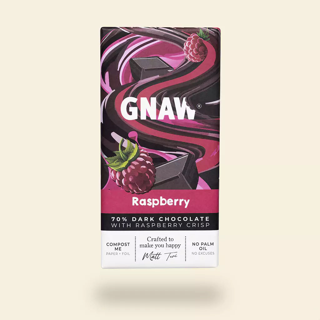 Raspberry Dark Chocolate Bar 70% - GNAW®
