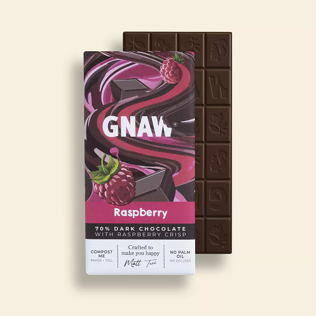 Raspberry Dark Chocolate Bar - Luxury 70% Cocoa 80g – GNAW Chocolate