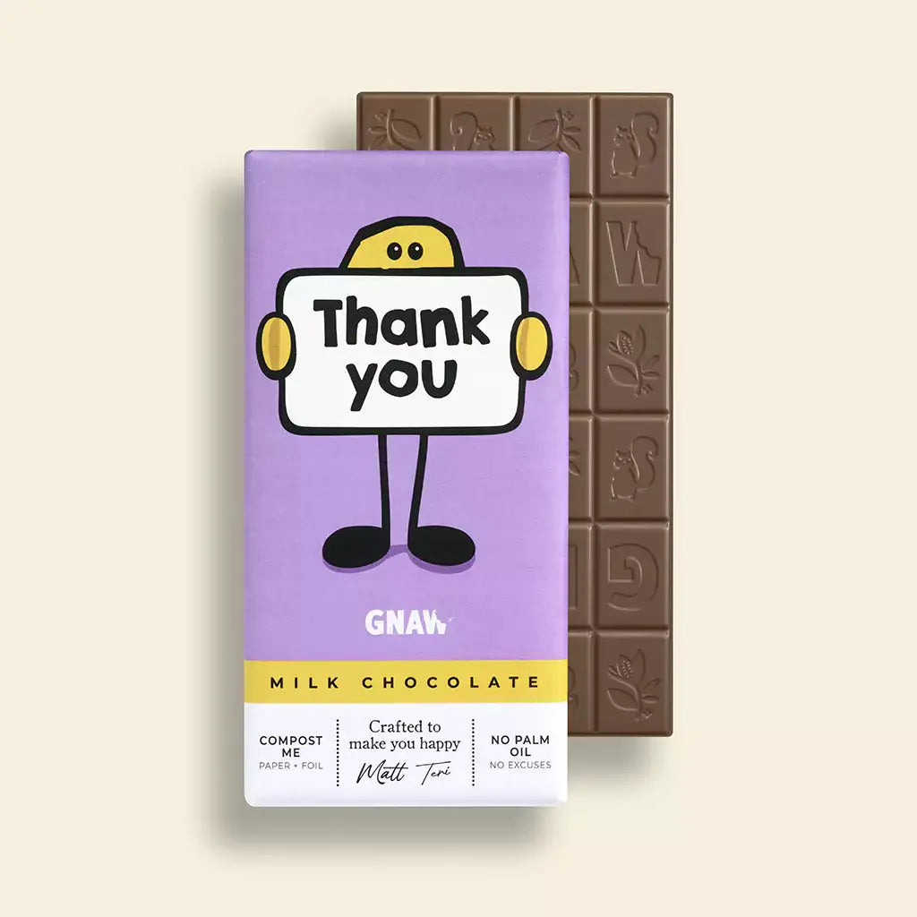 'Thank You' Milk Chocolate Gift Bar - Luxury Chocolate 80g – GNAW Chocolate